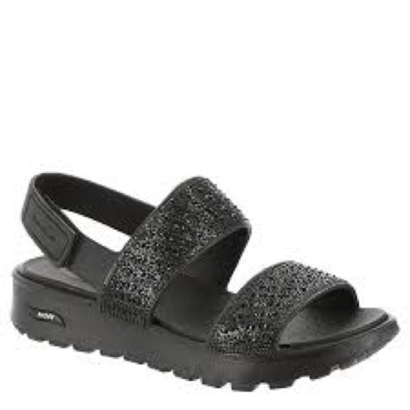 Skechers foamies Arch fit footsteps black sandals women’s size 7 new without tag - Picture 1 of 9